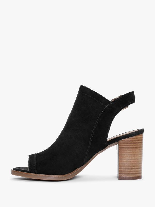 Stockton Black Suede Lattice Block Heel Sandals