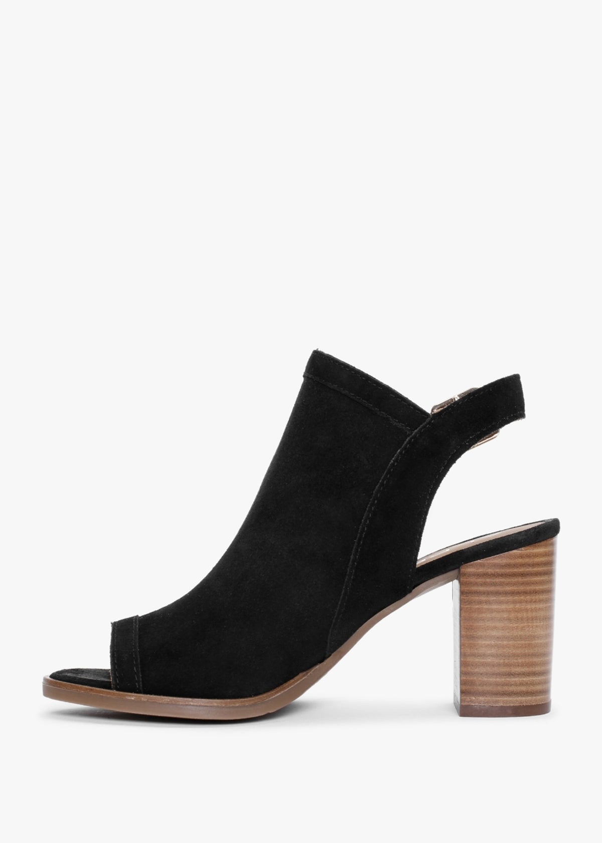 Stockton Black Suede Lattice Block Heel Sandals