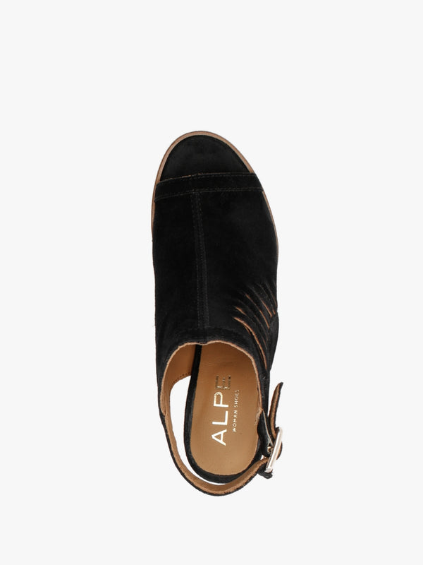 Stockton Black Suede Lattice Block Heel Sandals