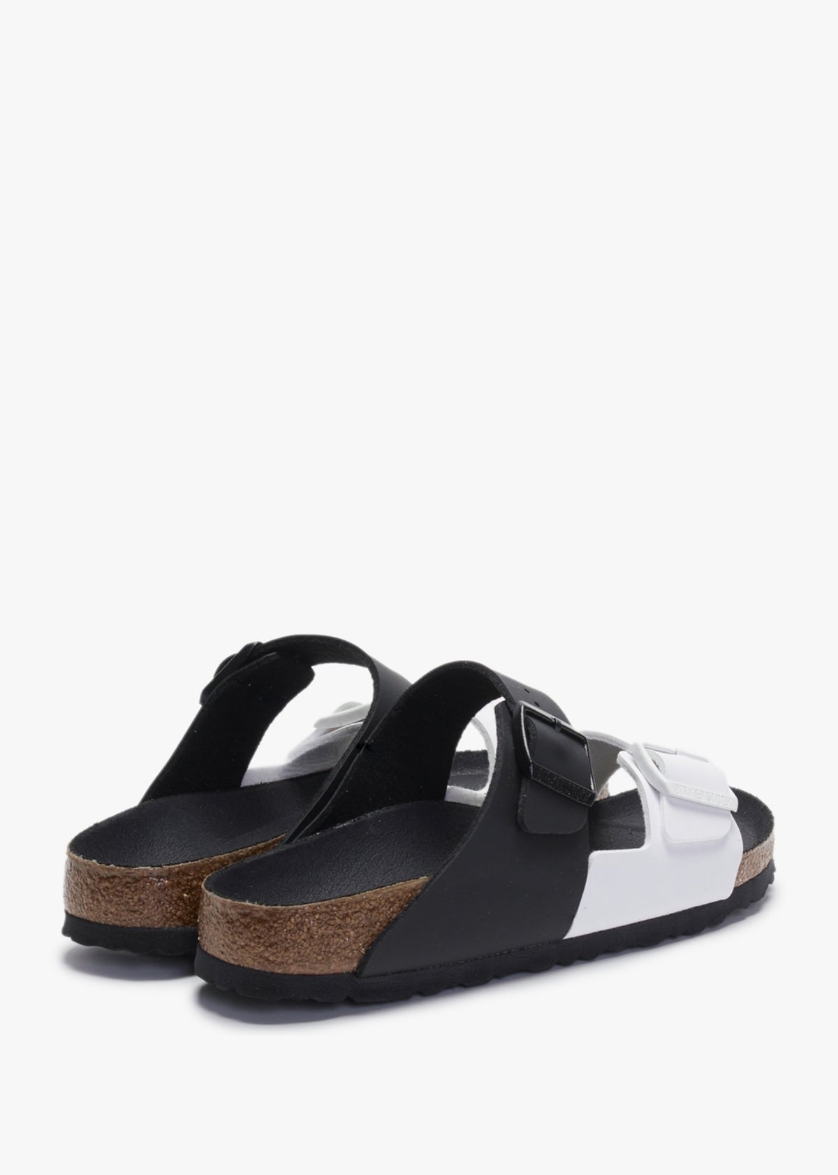 Arizona Split Birko-Flor Black & White Two Bar Mules