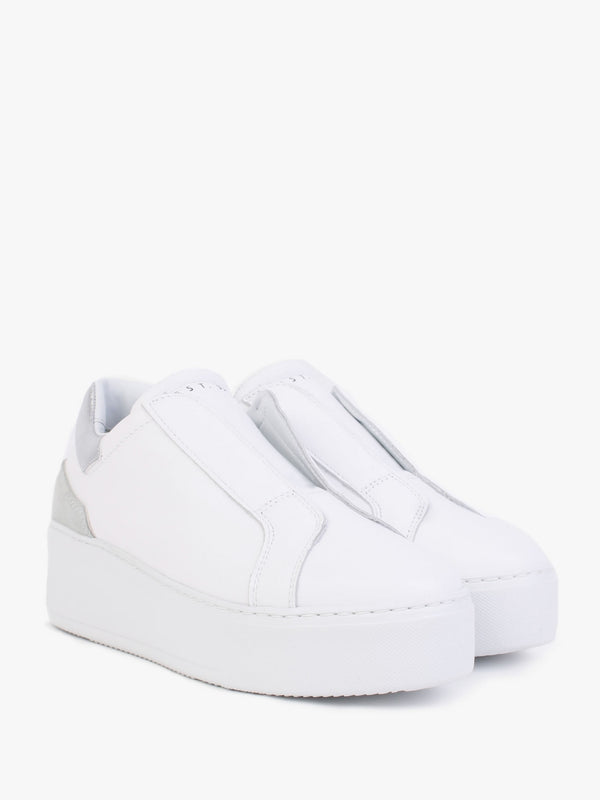 Sibslip Silver Leather Flatform Trainers