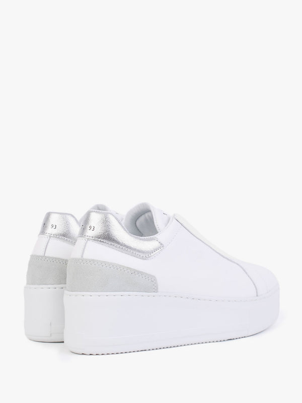 Sibslip Silver Leather Flatform Trainers