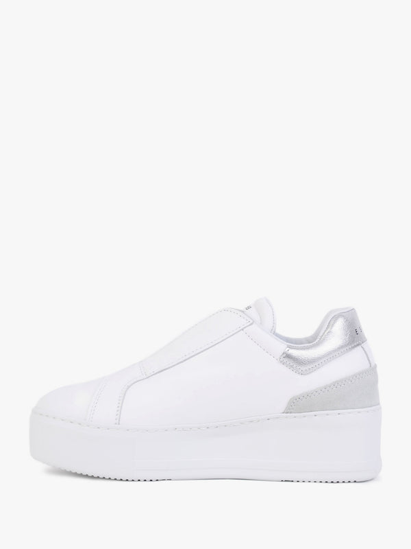 Sibslip Silver Leather Flatform Trainers