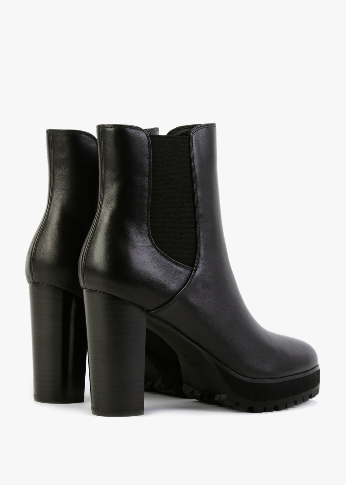 Slock Black Leather Block Heel Chelsea Boots