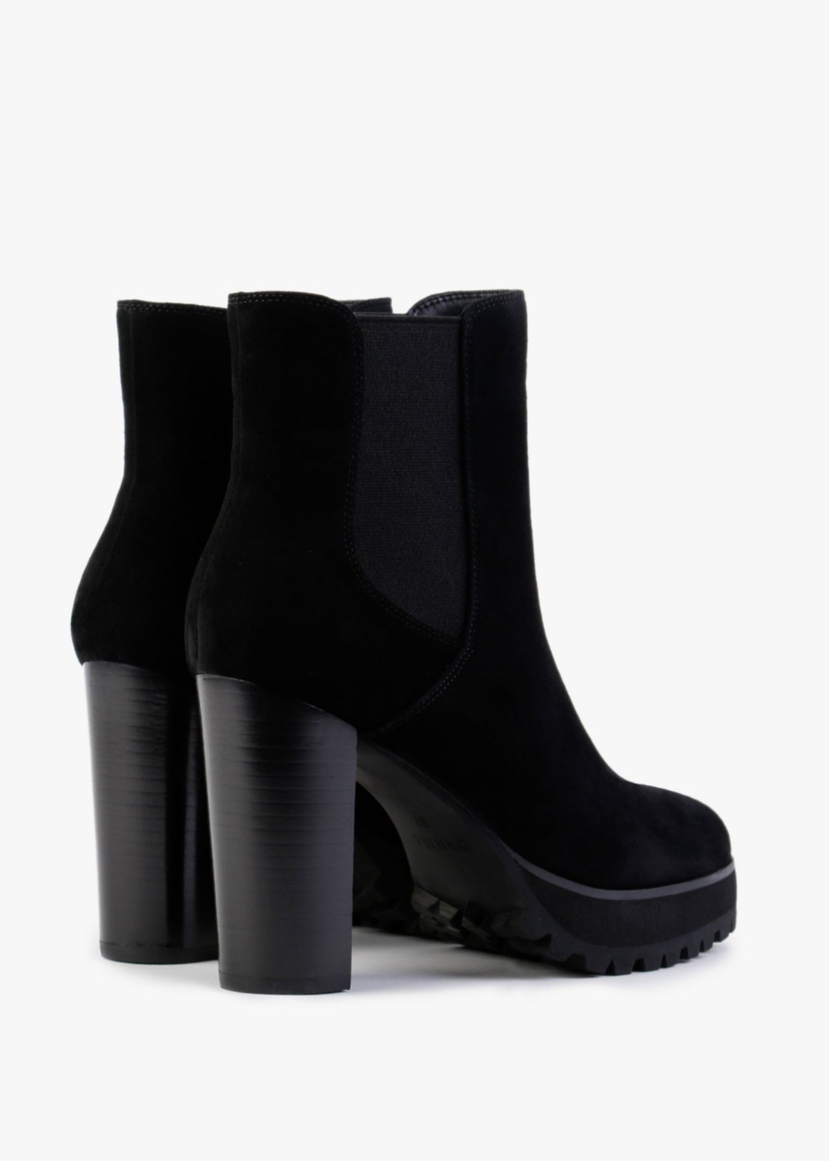 Slock Black Suede Block Heel Chelsea Boots