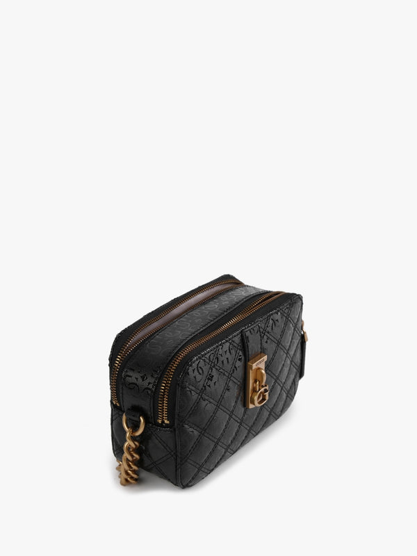 Noelle Quilt Black Logo Cross-Body Camera Bag