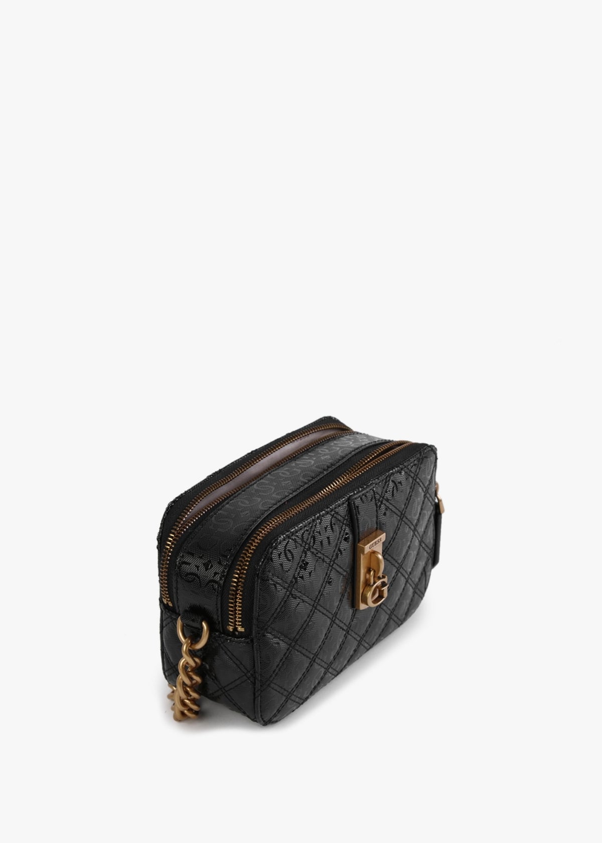 Noelle Quilt Black Logo Cross-Body Camera Bag
