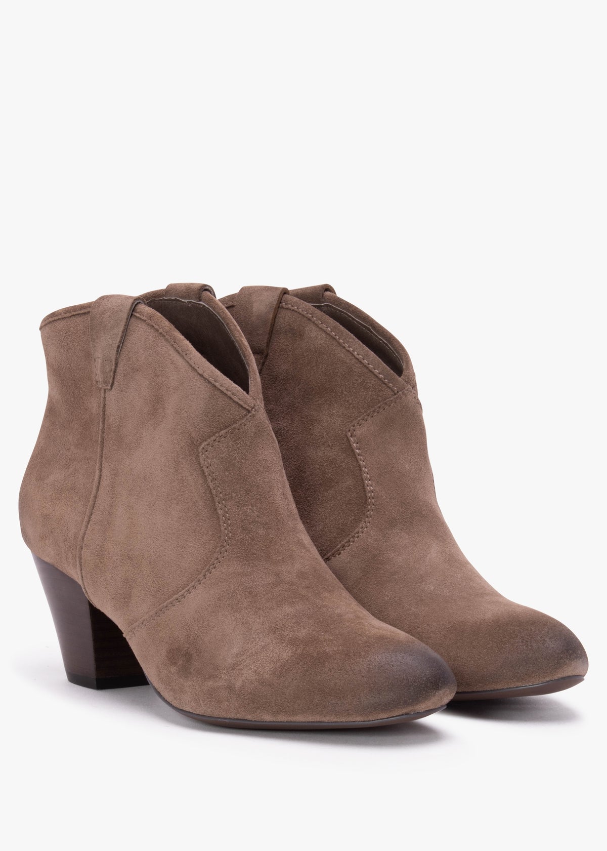 Jalouse Taupe Suede Western Ankle Boots