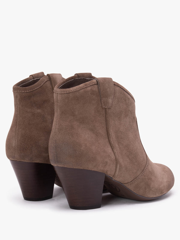 Jalouse Taupe Suede Western Ankle Boots