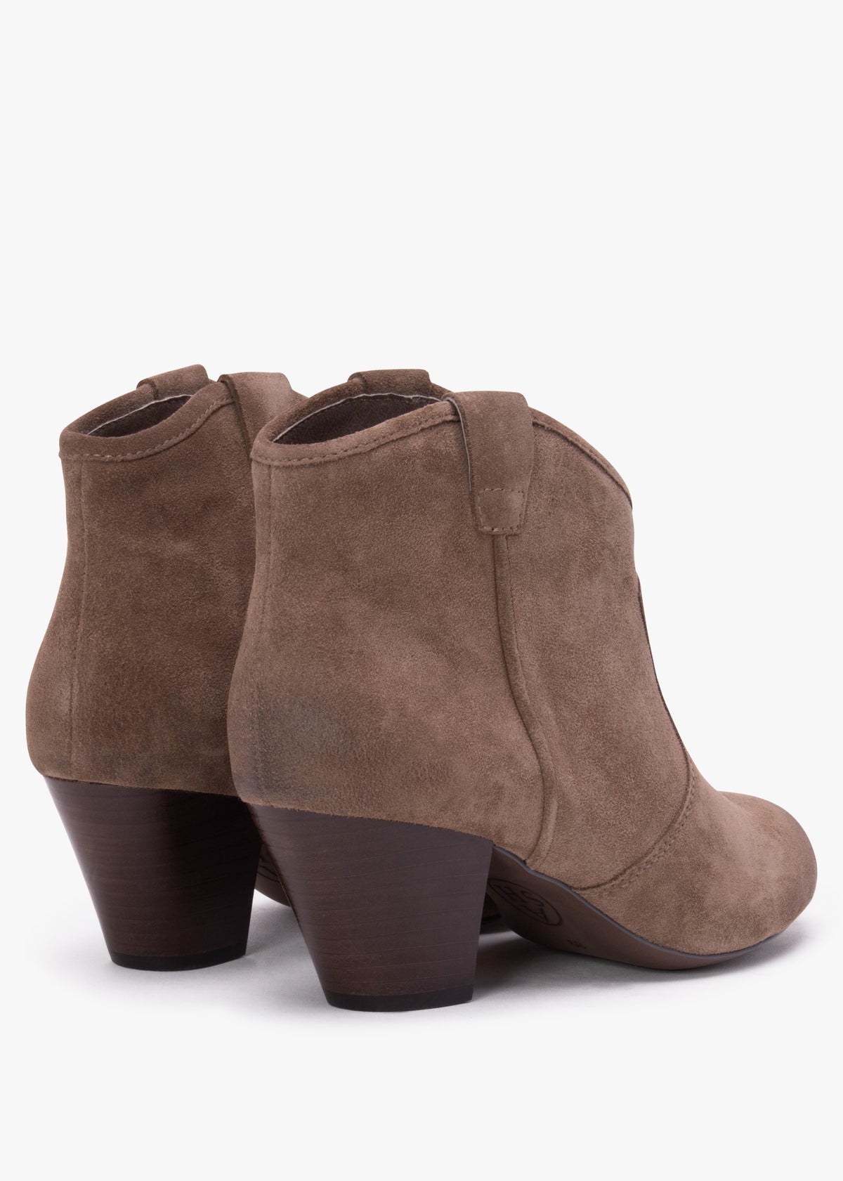 Jalouse Taupe Suede Western Ankle Boots