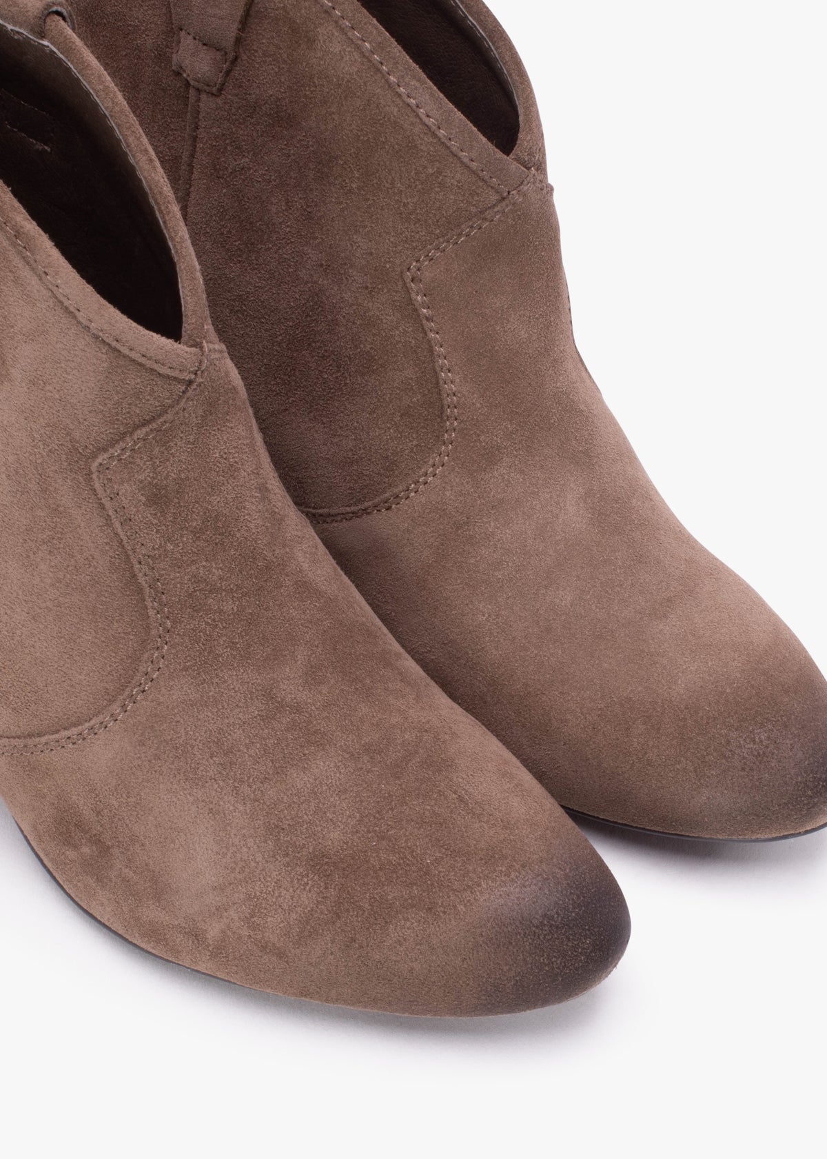Jalouse Taupe Suede Western Ankle Boots