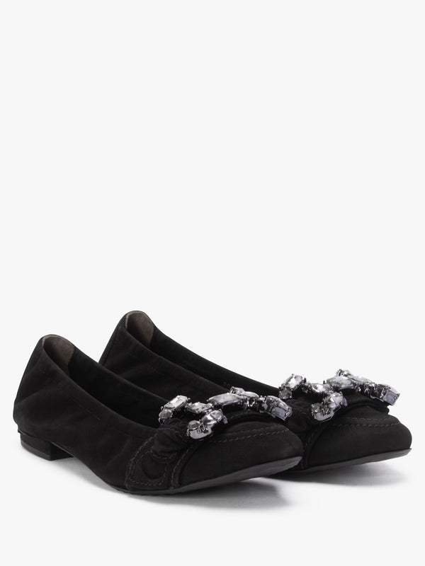 Malu Jewel Embellished Black Smoke Suede Pumps