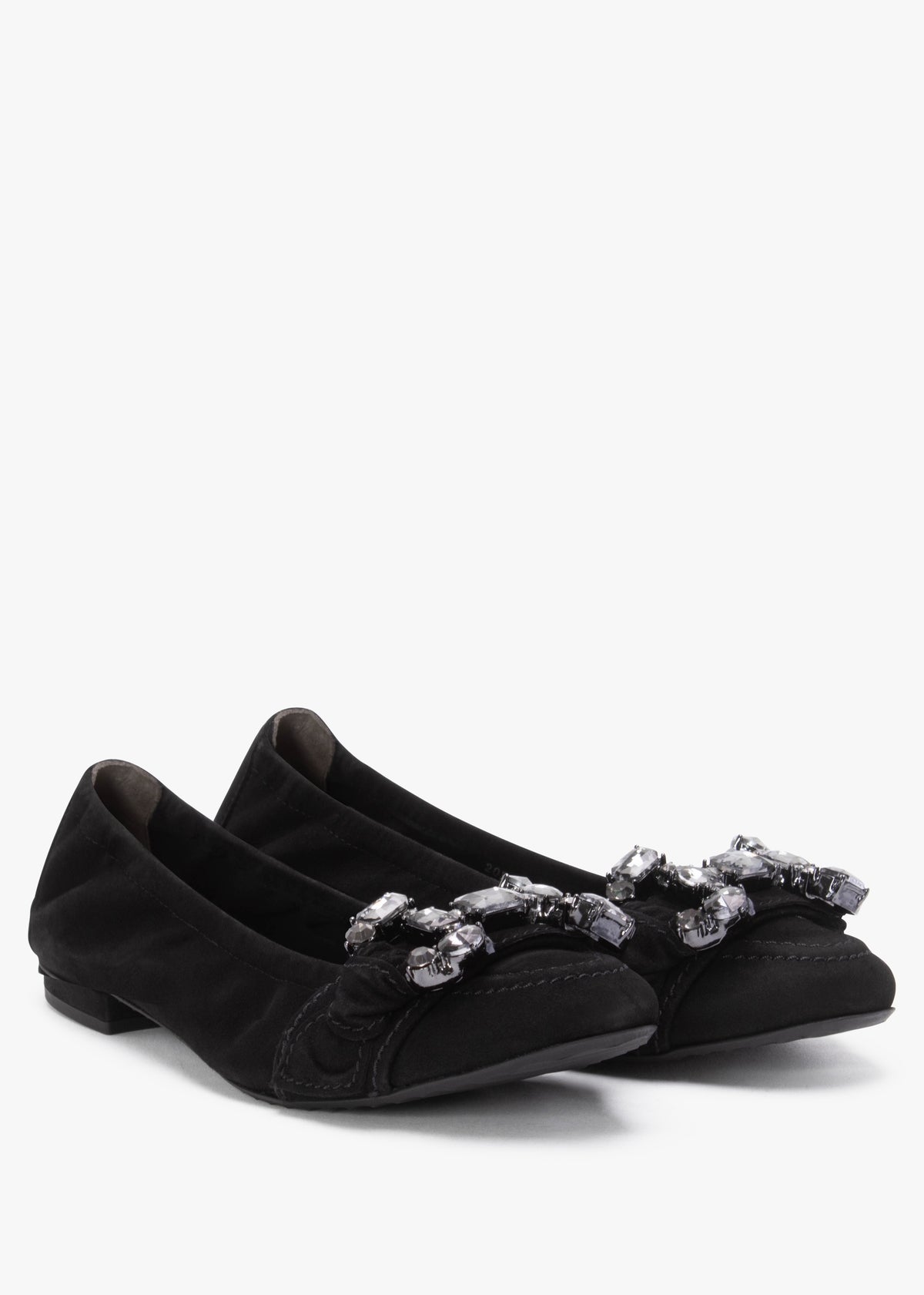 Malu Jewel Embellished Black Smoke Suede Pumps