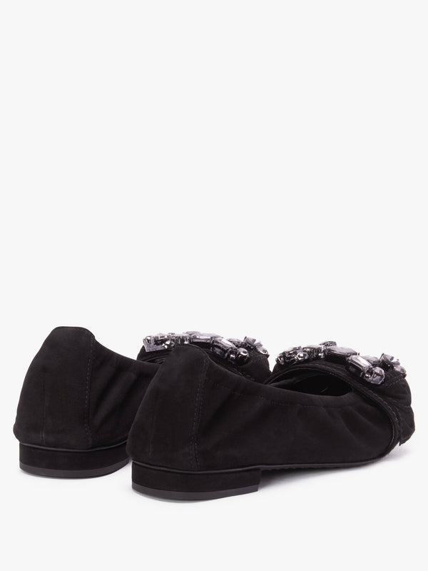 Malu Jewel Embellished Black Smoke Suede Pumps