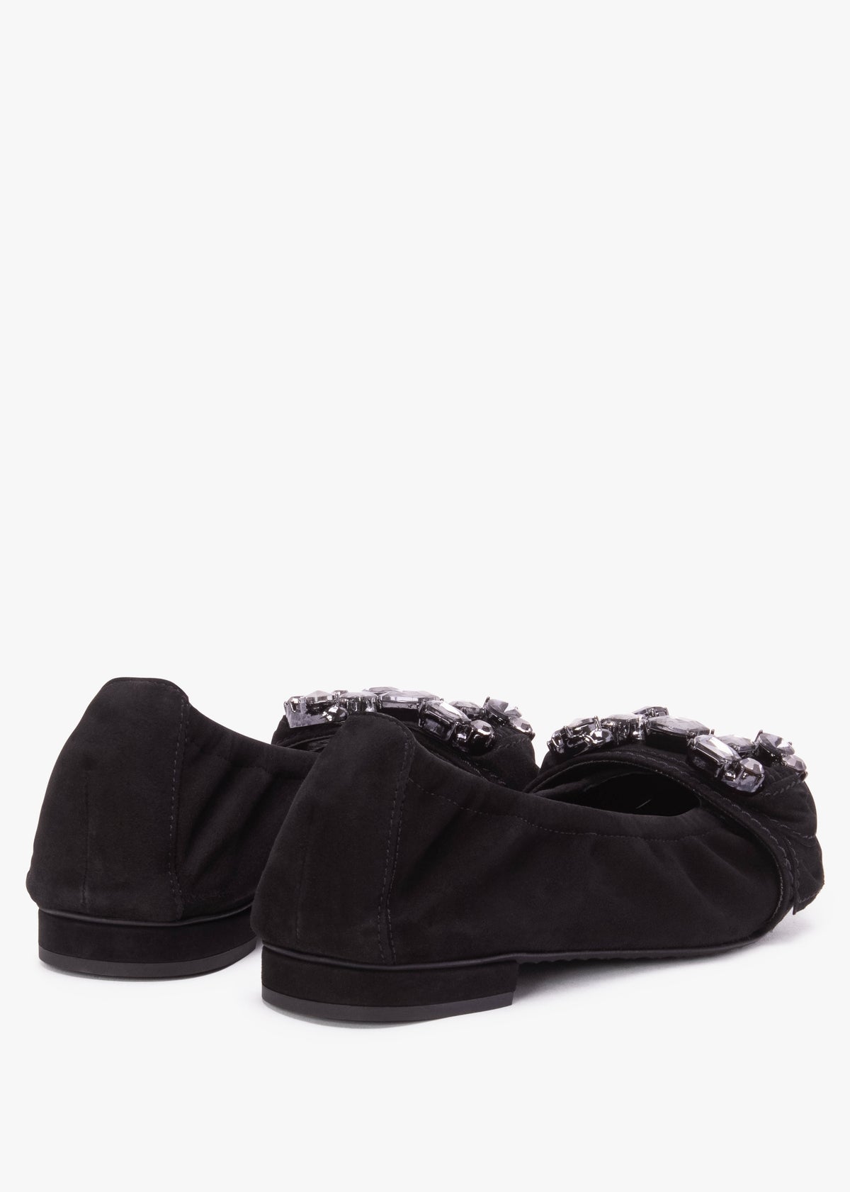 Malu Jewel Embellished Black Smoke Suede Pumps