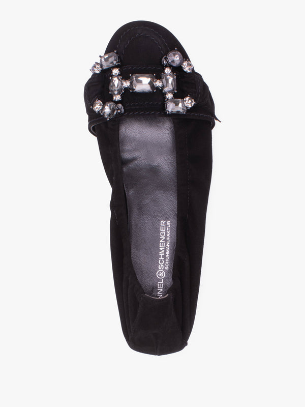 Malu Jewel Embellished Black Smoke Suede Pumps