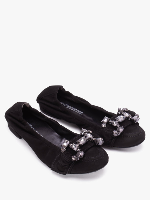 Malu Jewel Embellished Black Smoke Suede Pumps