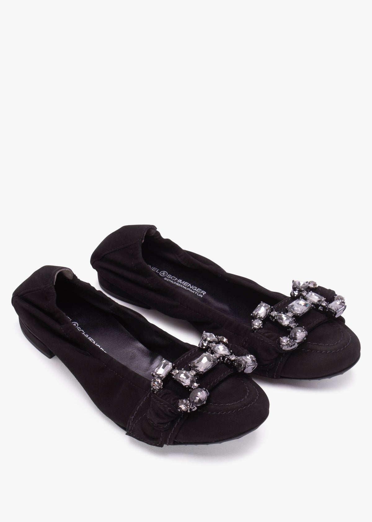Malu Jewel Embellished Black Smoke Suede Pumps
