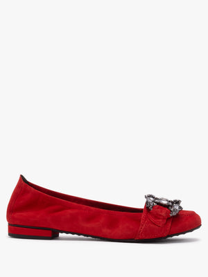 Malu Jewel Embellished Rosso Smoke Suede Pumps