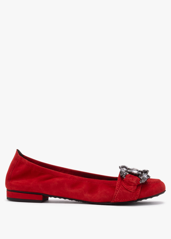 Malu Jewel Embellished Rosso Smoke Suede Pumps