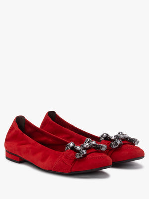 Malu Jewel Embellished Rosso Smoke Suede Pumps