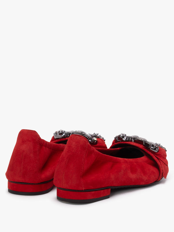 Malu Jewel Embellished Rosso Smoke Suede Pumps