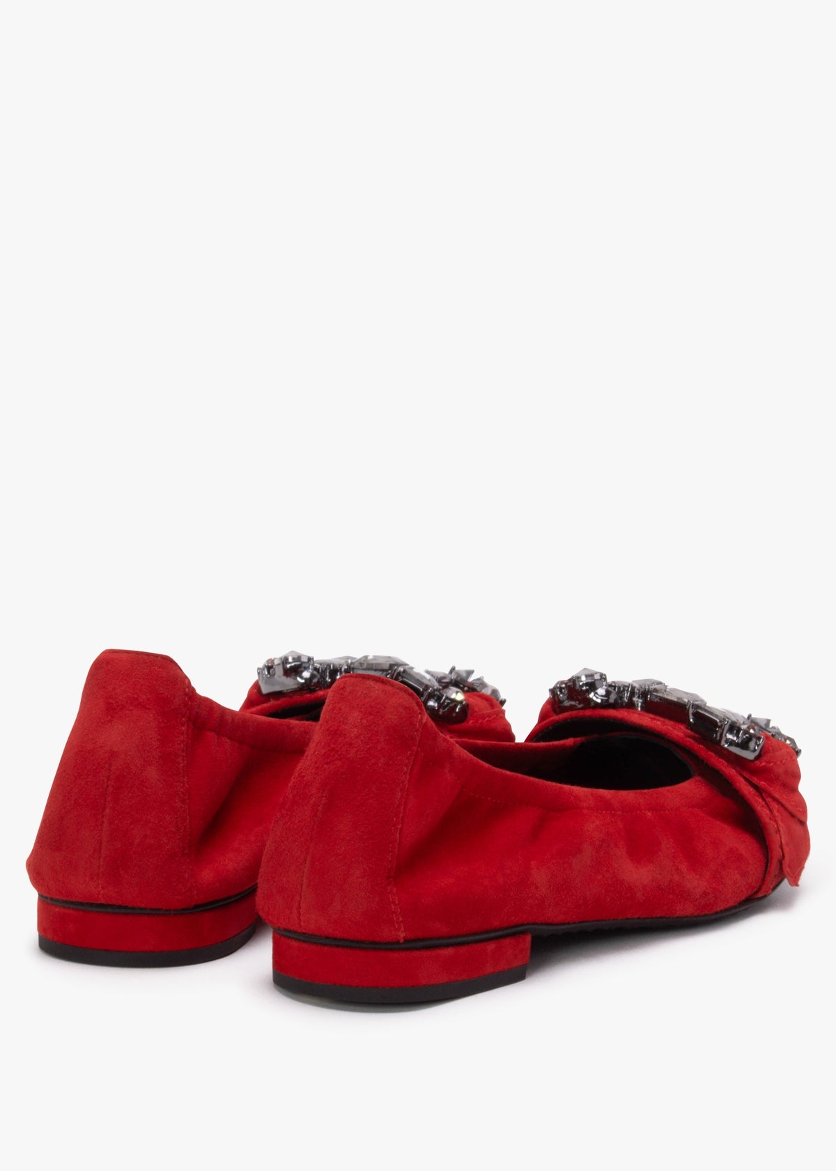 Malu Jewel Embellished Rosso Smoke Suede Pumps