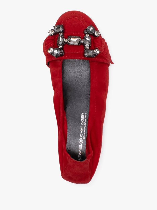 Malu Jewel Embellished Rosso Smoke Suede Pumps