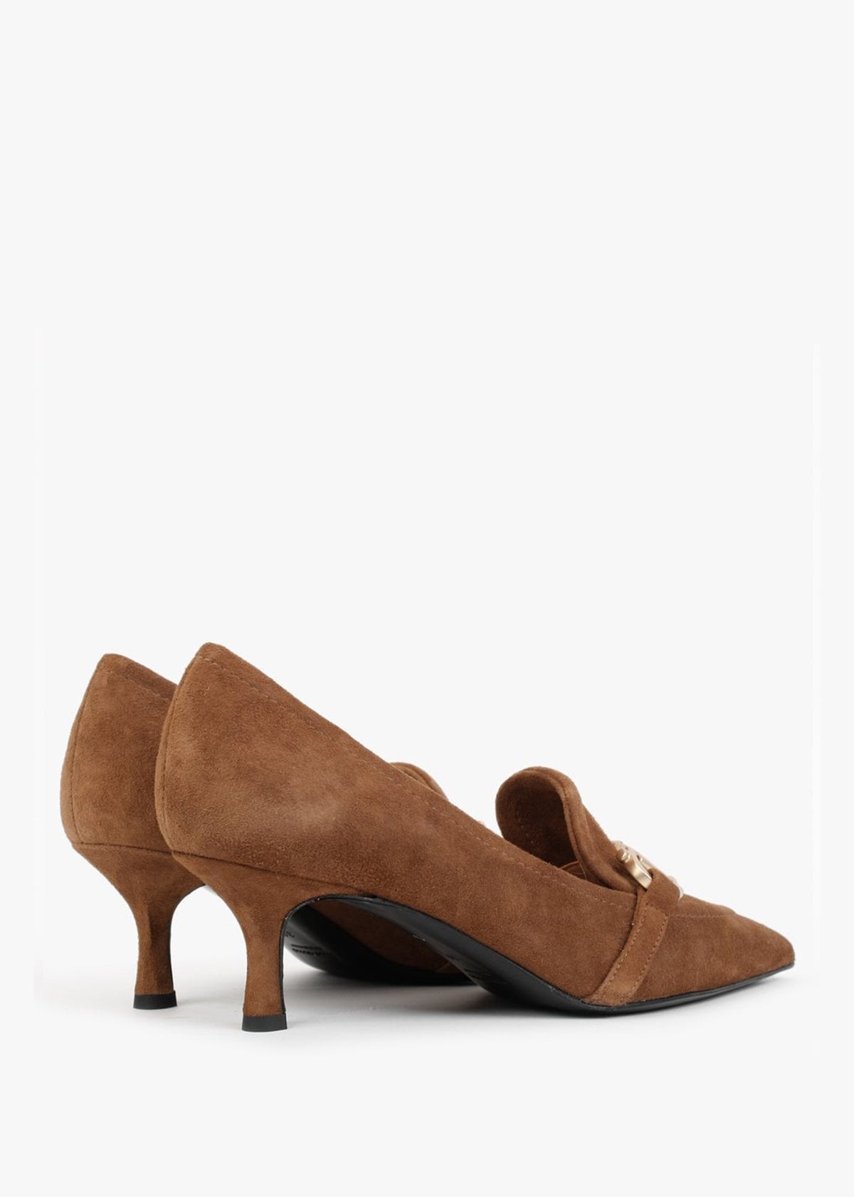 Nobuck Tan Suede Kitten Heel Court Shoes