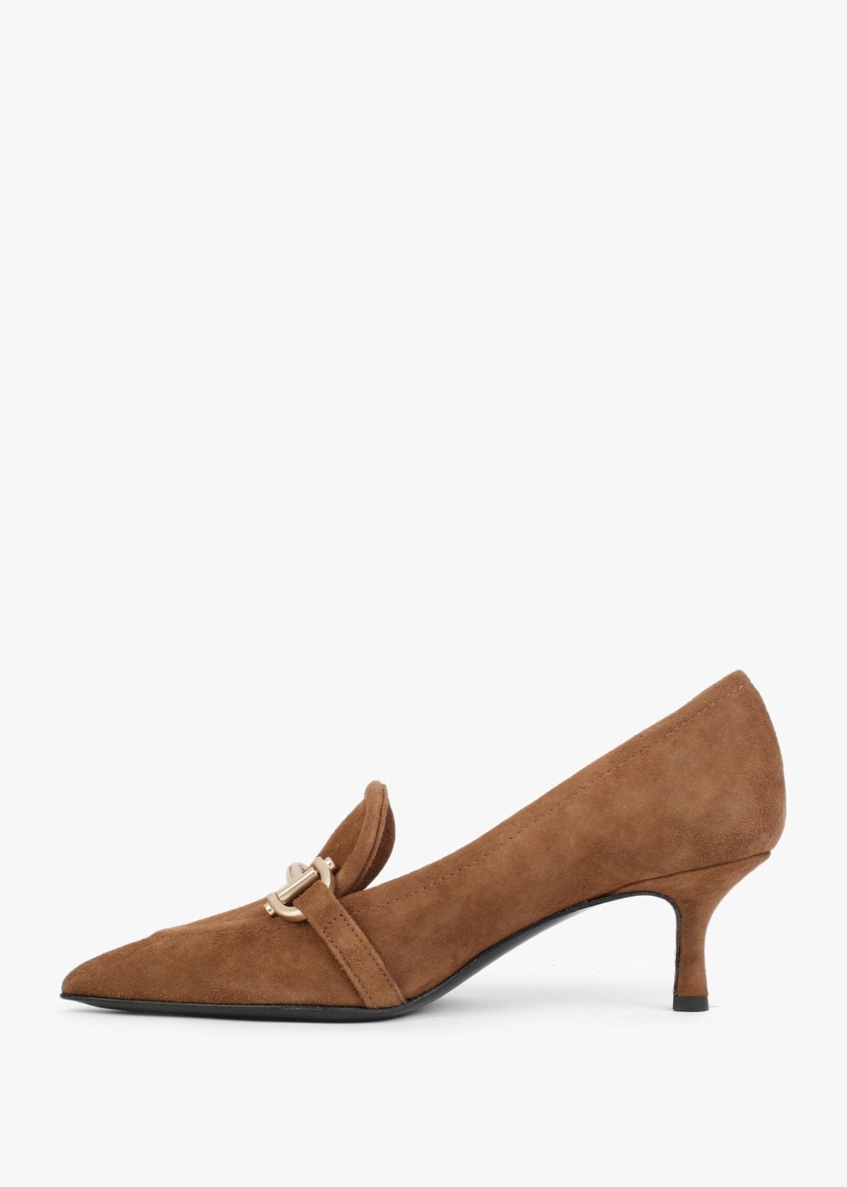 Nobuck Tan Suede Kitten Heel Court Shoes