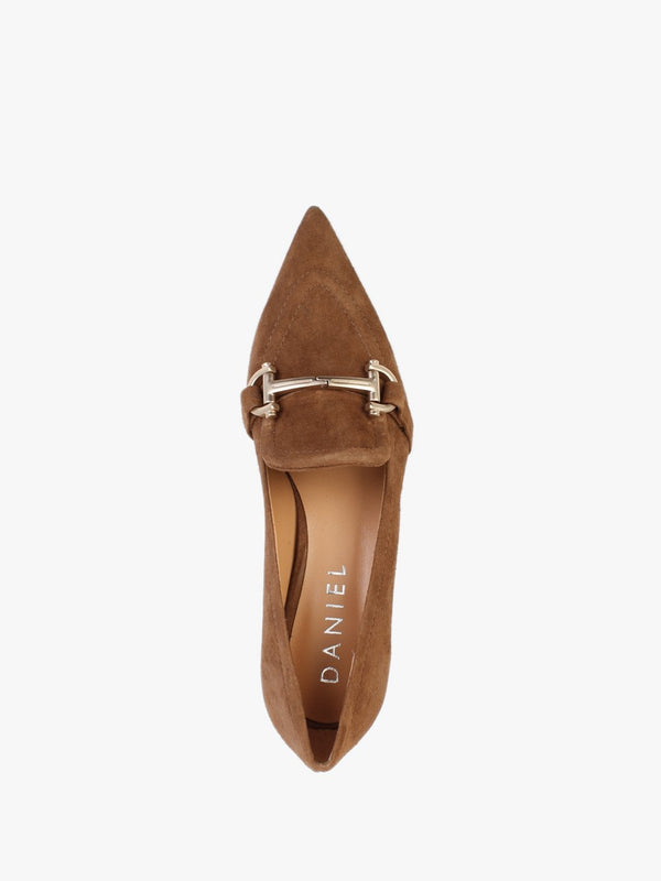 Nobuck Tan Suede Kitten Heel Court Shoes