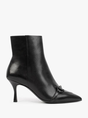 Nuckle Black Leather Horsebit Ankle Boots