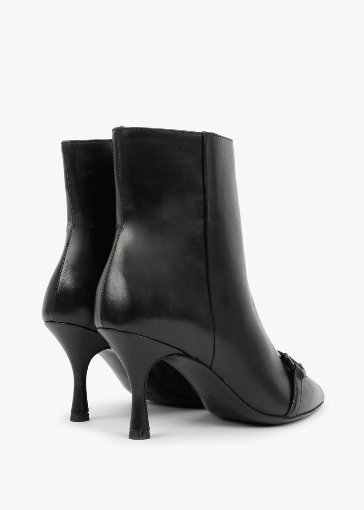 Nuckle Black Leather Horsebit Ankle Boots