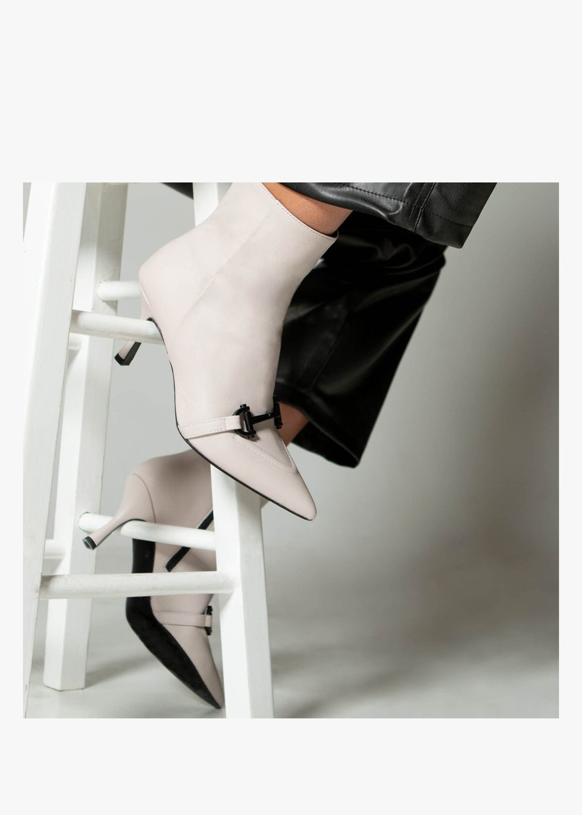 Nuckle Light Grey Leather Horsebit Ankle Boots