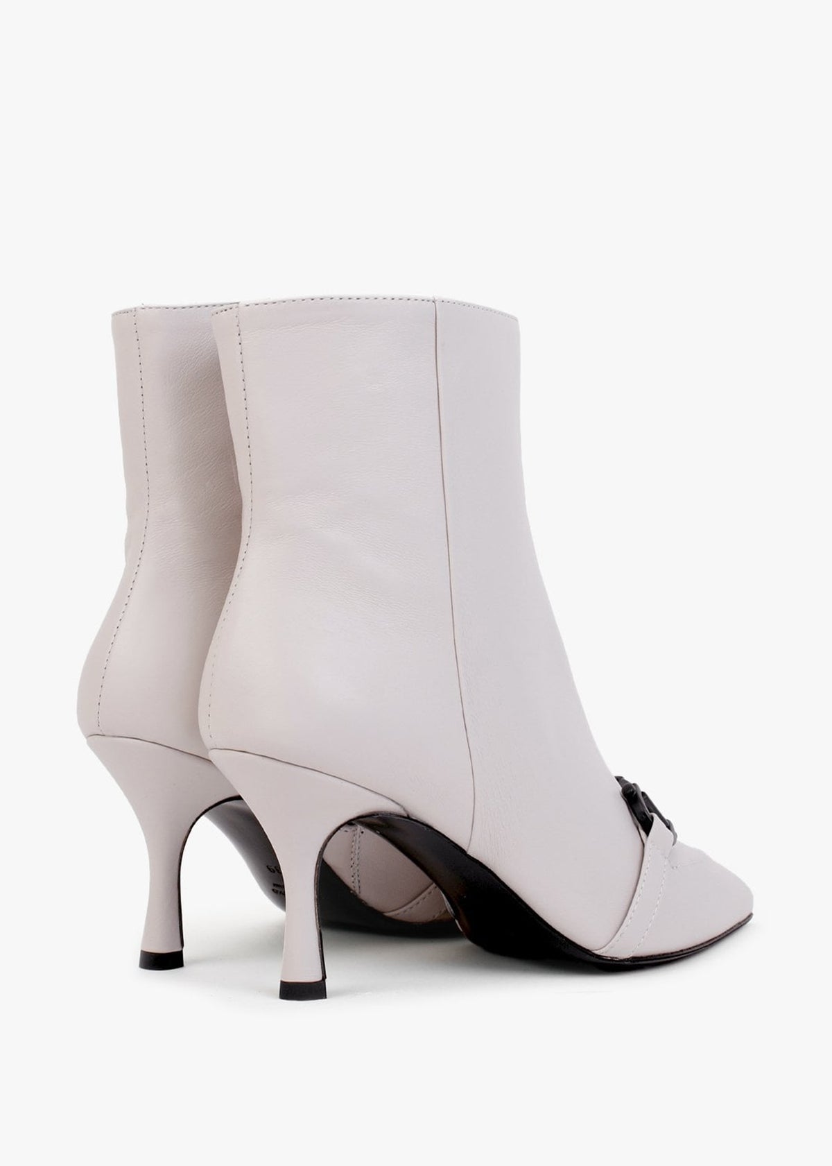 Nuckle Light Grey Leather Horsebit Ankle Boots
