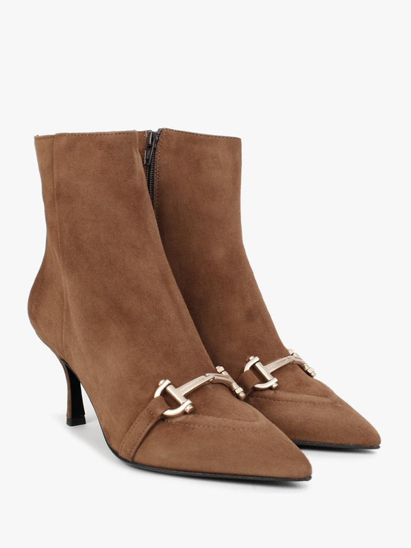Nuckle Tan Suede Horsebit Ankle Boots