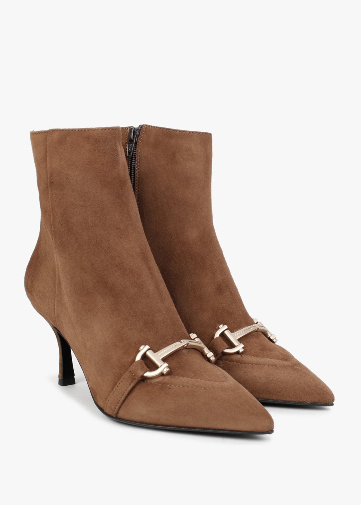 Nuckle Tan Suede Horsebit Ankle Boots