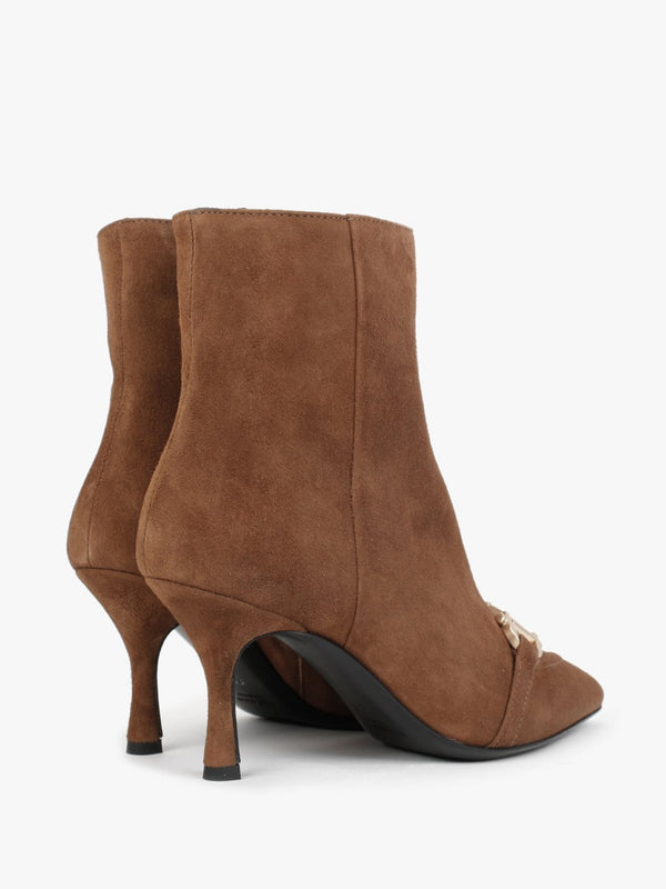 Nuckle Tan Suede Horsebit Ankle Boots