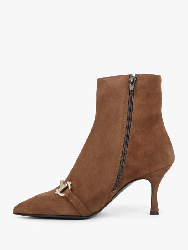 Nuckle Tan Suede Horsebit Ankle Boots