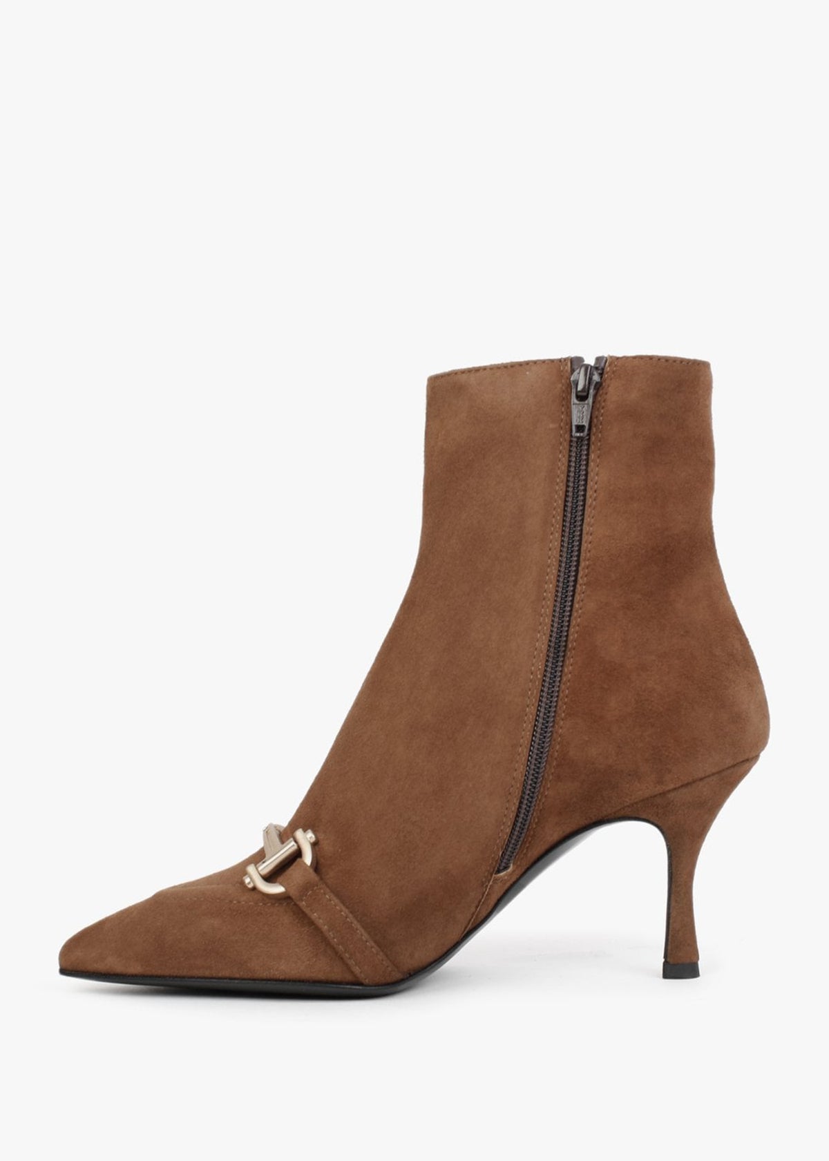 Nuckle Tan Suede Horsebit Ankle Boots