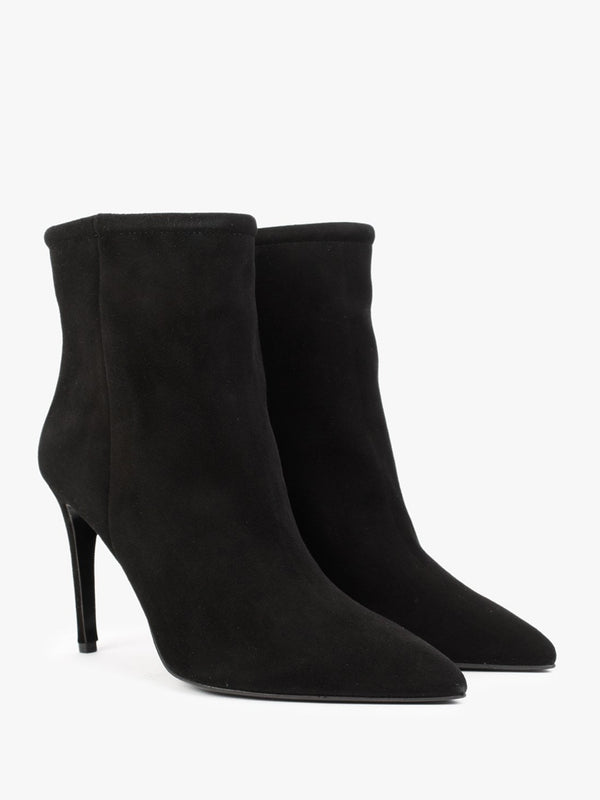 Nully Black Suede High Heel Ankle Boots