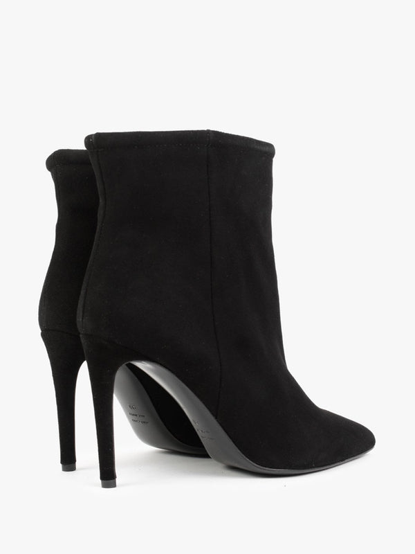 Nully Black Suede High Heel Ankle Boots