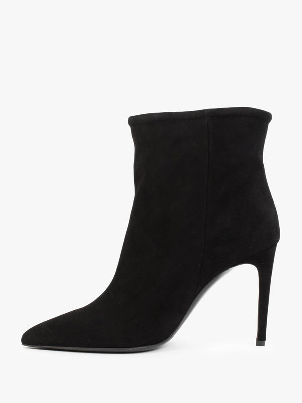 Nully Black Suede High Heel Ankle Boots