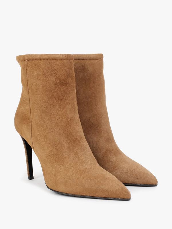 Nully Tan Suede High Heel Ankle Boots