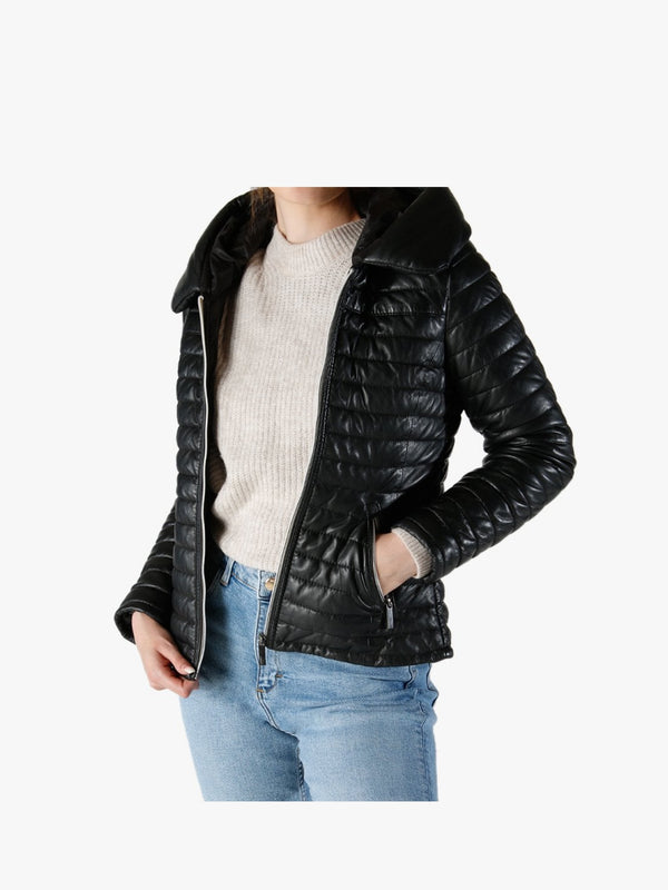 Hyper Quilted Black Leather Jacket