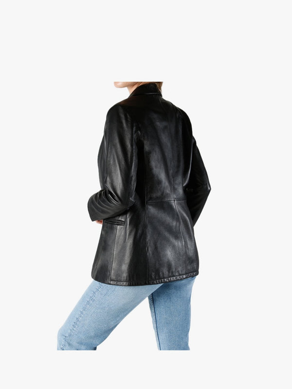 Meg Black Leather Blazer