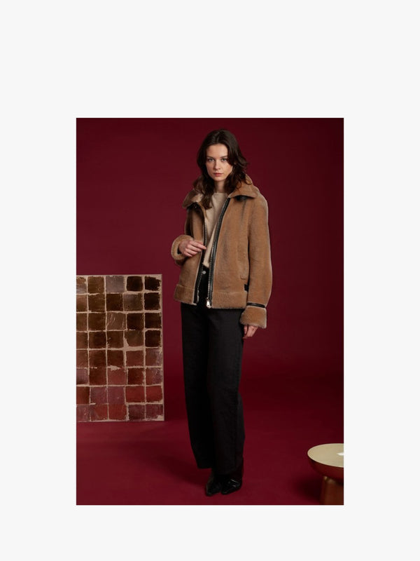 Tresor Tan Wool Aviator Jacket