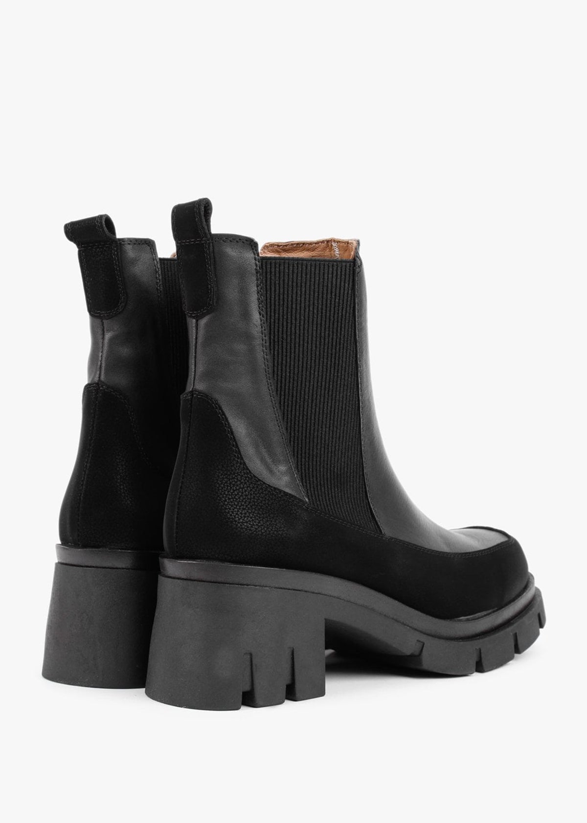 Rasty Black Leather Contrast Trim Heeled Chelsea Boots