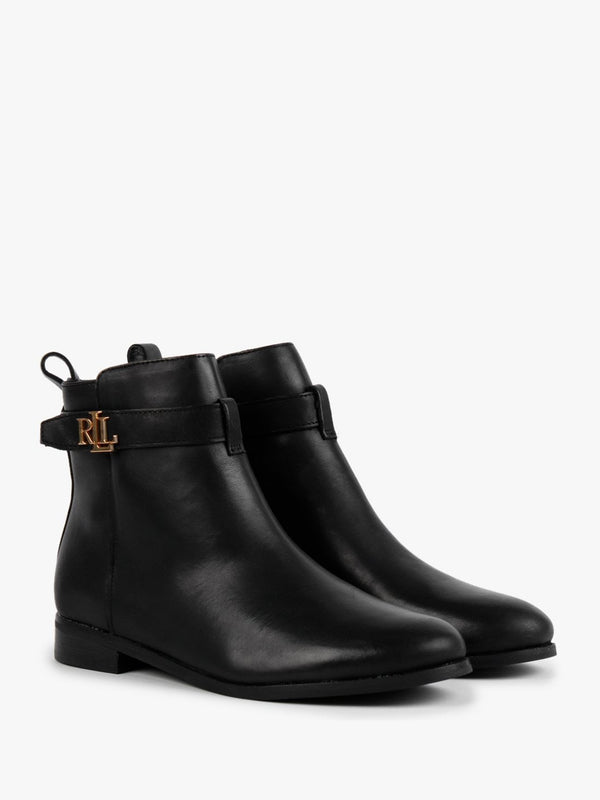 Briele Black Leather Ankle Boots