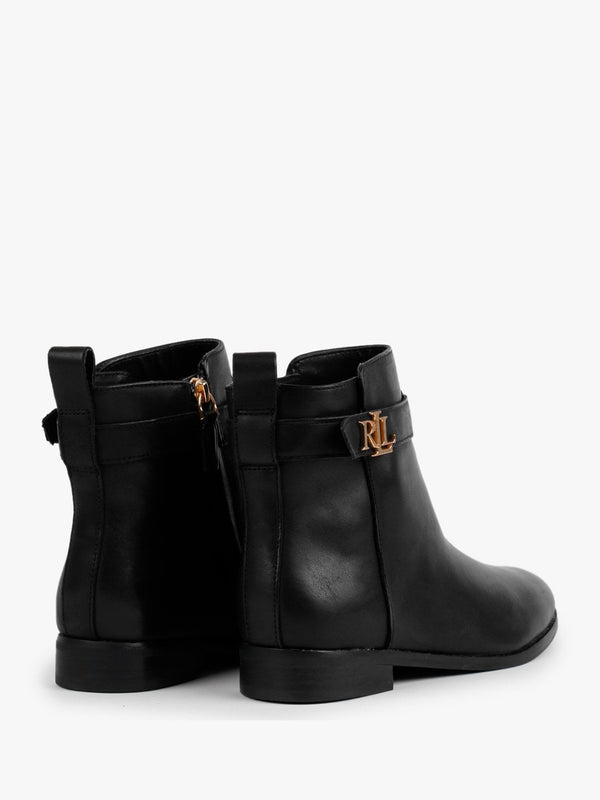Briele Black Leather Ankle Boots
